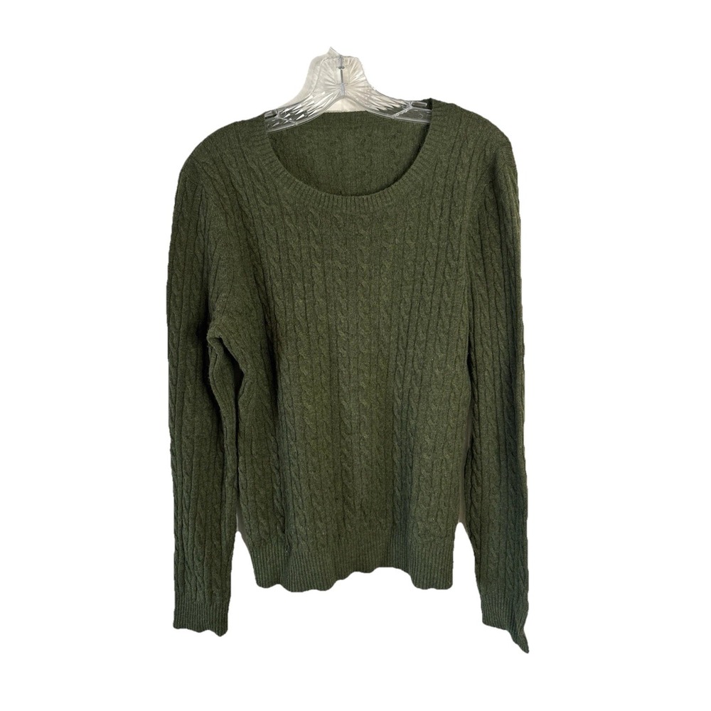 Daniel Cremieux Army Green Cable 100%‎ Cashmere Cable Sweater Medium
